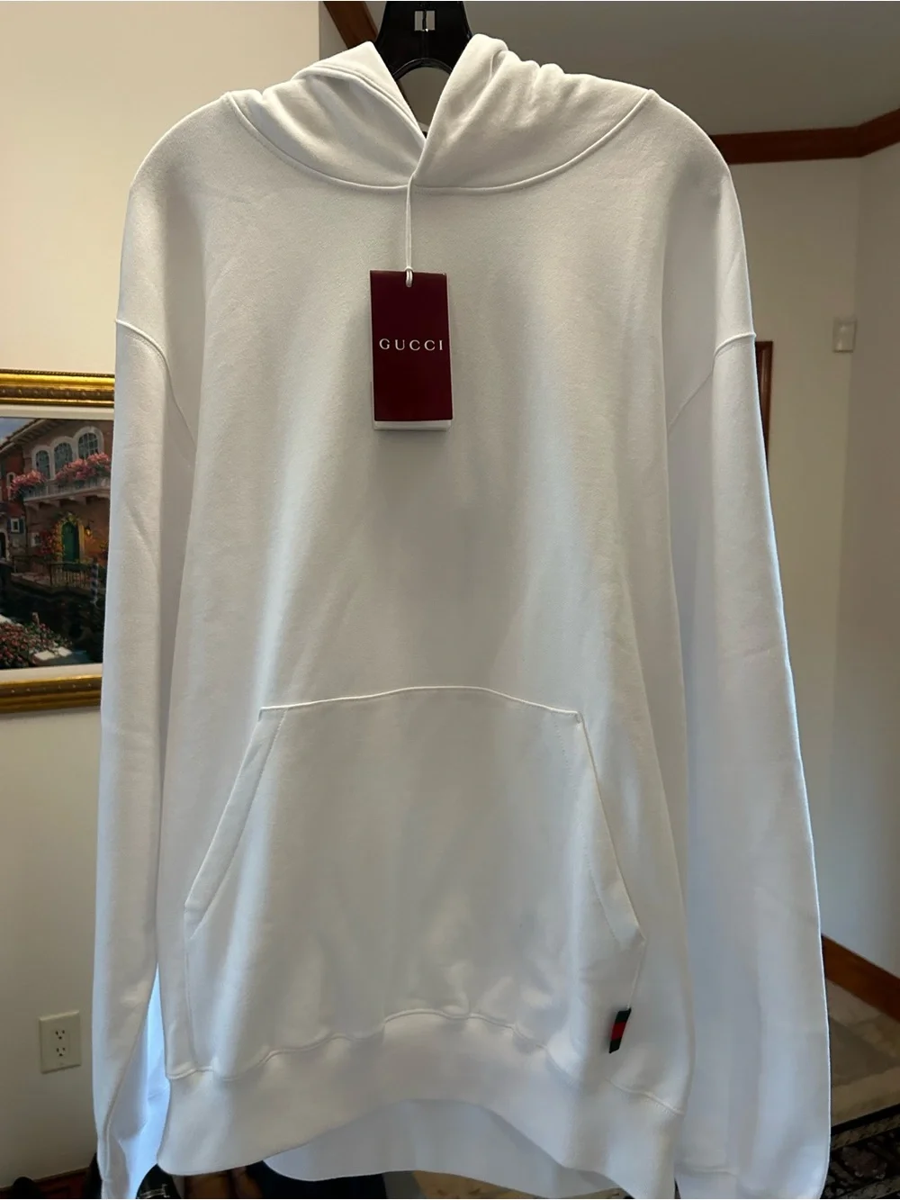 Men's Gucci 100% cotton web striped red/green hoodie size XL made in Italy